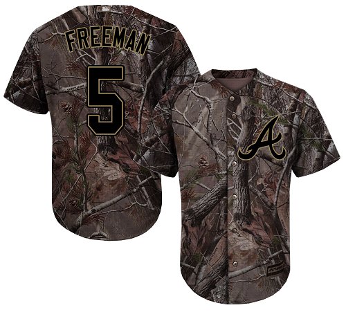 Atlanta Braves #5 Freddie Freeman Camo Realtree Collection Cool Base Stitched MLB Jersey