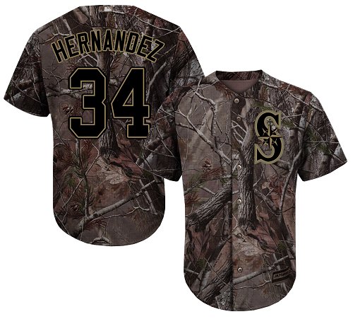 Seattle Mariners #34 Felix Hernandez Camo Realtree Collection Cool Base Stitched MLB Jersey