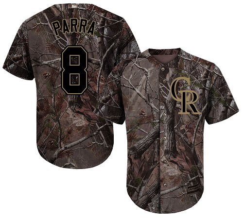 Colorado Rockies #8 Gerardo Parra Camo Realtree Collection Cool Base Stitched MLB Jersey