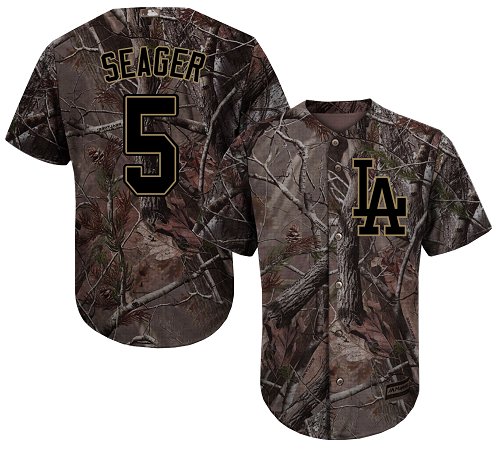 Los Angeles Dodgers #5 Corey Seager Camo Realtree Collection Cool Base Stitched Baseball Jersey