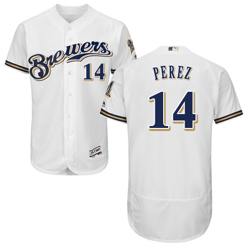 Milwaukee Brewers #14 Hernan Perez White Flexbase Authentic Collection Stitched Baseball Jersey