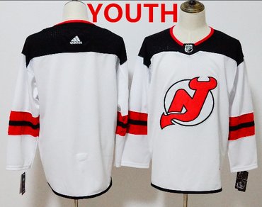 Custom Youth New Jersey Devils White Home Authentic Stitched 2017-2018 Adidas NHL Jersey