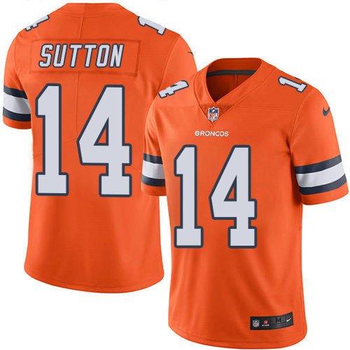 Nike Denver Broncos #14 Courtland Sutton Orange Men's Stitched NFL Limited Rush Jersey