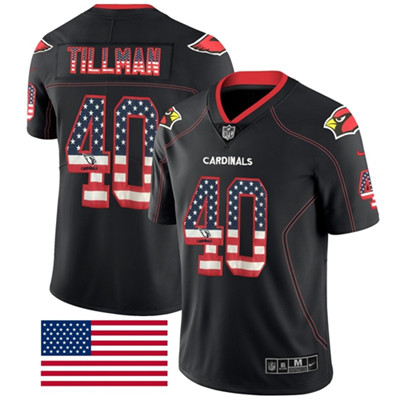 Nike Arizona Cardinals #40 Pat Tillman Black Men's Stitched NFL Limited Rush USA Flag Jersey