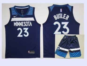 Men's Minnesota Timberwolves #23 Jimmy Butler New Navy Blue 2017-2018 Nike Swingman Stitched NBA Jersey With Shorts