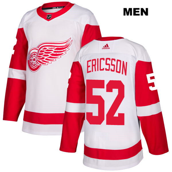 Mens Adidas Detroit Red Wings #52 Jonathan Ericsson White Away Authentic NHL Jersey