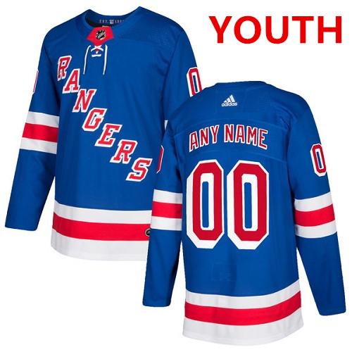 Youth Adidas New York Rangers Customized Authentic Royal Blue Home NHL Jersey