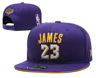 Men's Los Angeles Lakers #23 LeBron James Purple Snapback Ajustable Cap Hat