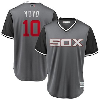 Men's Chicago White Sox 10 Yoan Moncada Yoyo Majestic Gray 2018 Players' Weekend Cool Base Jersey