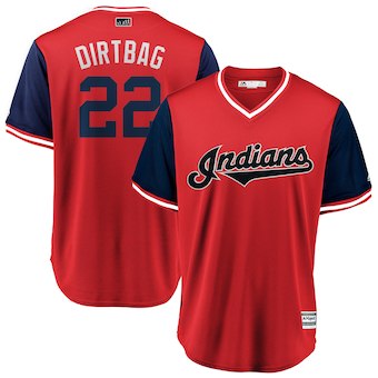 Men's Cleveland Indians 22 Jason Kipnis Dirtbag Majestic Red 2018 Players' Weekend Cool Base Jersey