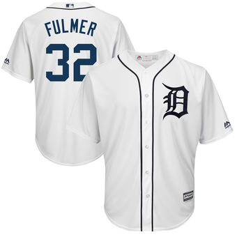 Men's Detroit Tigers 32 Michael Fulmer Majestic White Cool Base Player Jersey