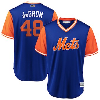 Men's New York Mets 48 Jacob deGrom deGrom Majestic Royal 2018 Players' Weekend Cool Base Jersey