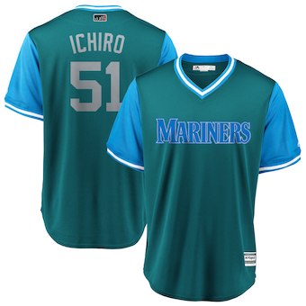 Men's Seattle Mariners 51 Ichiro Suzuki Ichiro Light Blue 2018 Players' Weekend Cool Base Jersey