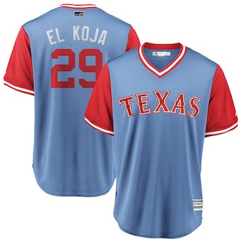 Men's Texas Rangers 29 Adrian Beltre El Koja Majestic Light Blue 2018 Players' Weekend Cool Base Jersey