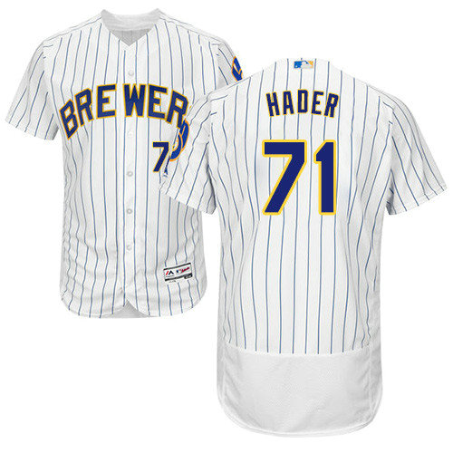 Milwaukee Brewers 71 Josh Hader White Strip Flexbase Authentic Collection Stitched Baseball Jersey