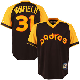 San Diego Padres 31 Dave Winfield Majestic Brown Alternate Cool Base Cooperstown Collection Player Jersey