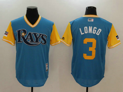 Tampa Bay Rays 3 Evan Longoria Longo Majestic Light Blue 2018 Players Weekend Authentic Jersey