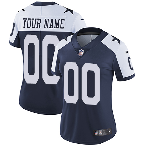 Women's Nike Dallas Cowboys Alternate Navy Blue Throwback Customized Vapor Untouchable  Limited NFL Jersey