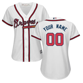 Women's Atlanta Braves Majestic White Home Cool Base Custom Jersey