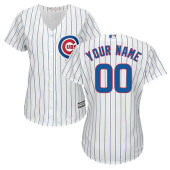 Women's Chicago Cubs Majestic White Home Cool Base Custom Jersey