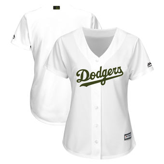 Women's Los Angeles Dodgers Majestic White 2018 Memorial Day Cool Base Team Custom Jersey