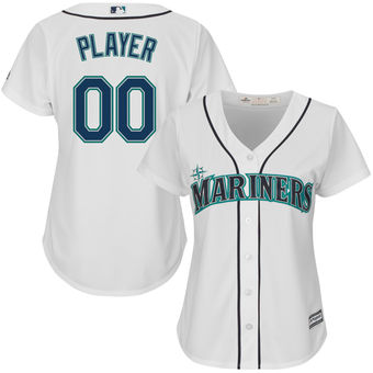 Women's Seattle Mariners Majestic White Home Cool Base Custom Jersey