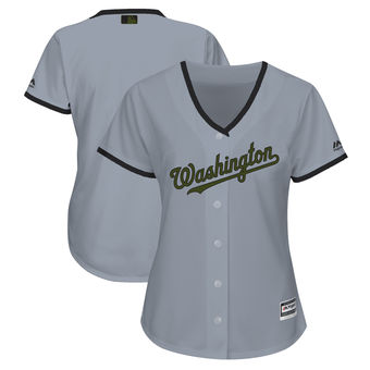 Women's Washington Nationals Majestic Gray 2018 Memorial Day Cool Base Team Custom Jersey