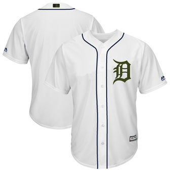 Men's Detroit Tigers Majestic White 2018 Memorial Day Cool Base Team Custom Jersey