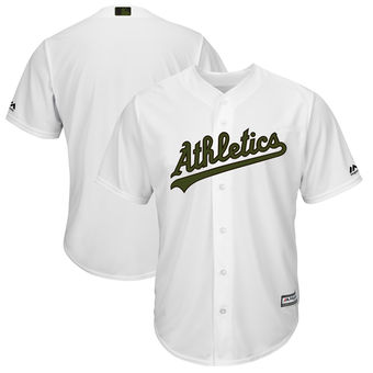 Men's Oakland Athletics Majestic White 2018 Memorial Day Cool Base Team Custom Jersey