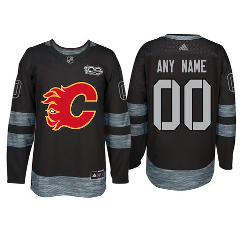 Adidas Calgary Flames Black 1917-2017 100th Anniversary Stitched NHL Custom Jersey