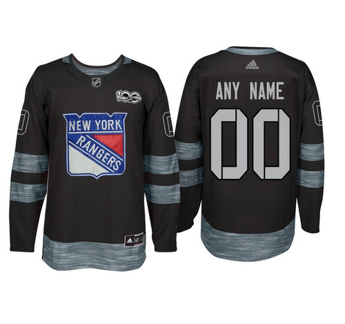 Adidas New York Rangers Black 1917-2017 100th Anniversary Stitched NHL Custom Jersey