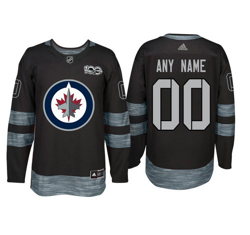 Adidas Winnipeg Jets Black 1917-2017 100th Anniversary Stitched NHL Custom Jersey