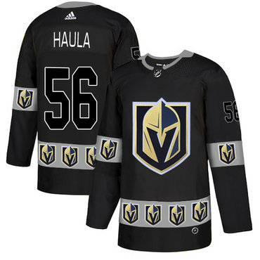 Men's Vegas Golden Knights #56 Erik Haula Black Team Logos Fashion Adidas Jersey