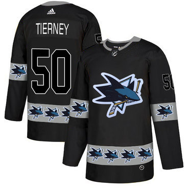 Men's San Jose Sharks #50 Chris Tierney Black Team Logos Fashion Adidas Jersey