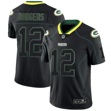 Nike Packers #12 Aaron Rodgers Lights Out Black Men's Stitched NFL Limited Rush Jersey