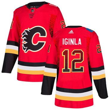 Men's Calgary Flames #12 Jarome Red Drift Fashion Adidas Jersey