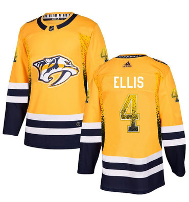 Men's Nashville Predators #4 Ryan Ellis Gold Drift Fashion Adidas Jersey