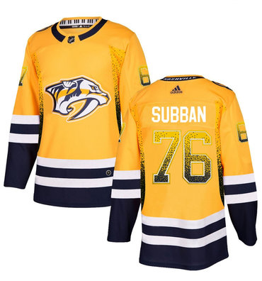 Men's Nashville Predators #76 P.K. Subban Gold Drift Fashion Adidas Jersey