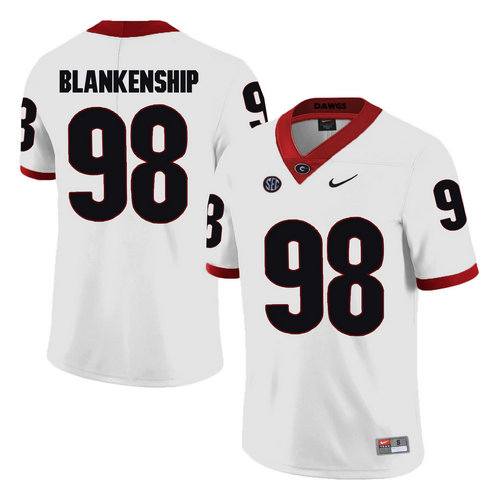 Georgia Bulldogs #98 Rodrigo Blankenship White College Football Jersey