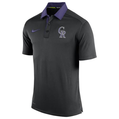 Men's Colorado Rockies Nike Black Authentic Collection Dri-FIT Elite Polo