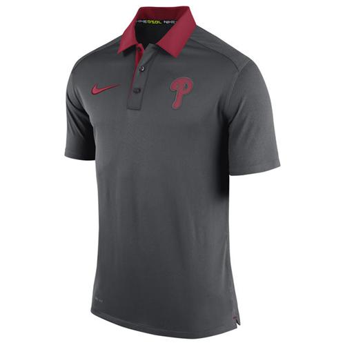 Men's Philadelphia Phillies Nike Anthracite Authentic Collection Dri-FIT Elite Polo