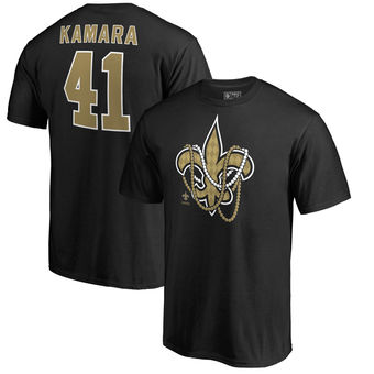 Men's New Orleans Saints 41 Alvin Kamara NFL Pro Line by Fanatics Branded Black Mardi Gras Name & Number T-Shirt