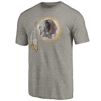 Men's Washington Redskins NFL Pro Line Heathered Gray Distressed Primary Logo Tri-Blend T-Shirt