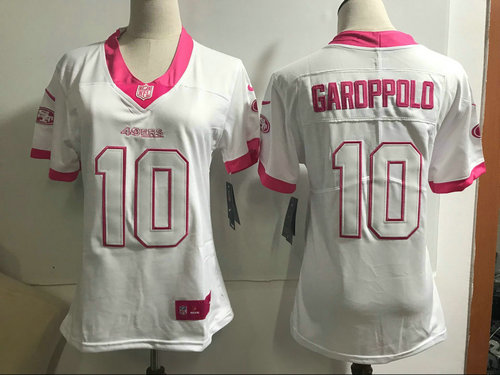 Women's Nike San Francisco 49ers #10 Jimmy Garoppolo White Pink NFL Limited Rush Fashion Jersey