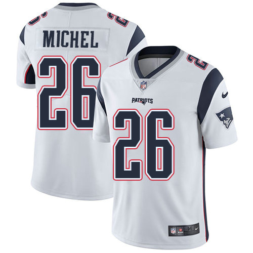 Men's Nike New England Patriots #26 Sony Michel White Stitched NFL Vapor Untouchable Limited Jersey