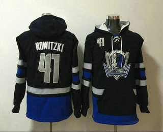 Men's Dallas Mavericks #41 Dirk Nowitzki NEW Navy Blue Pocket Stitched NBA Pullover