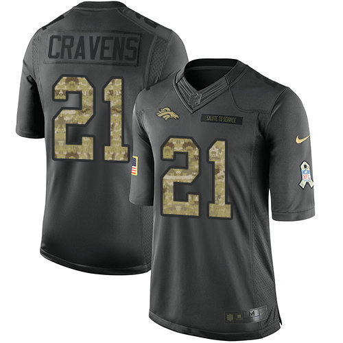 Youth Nike Broncos 21 Su'a Cravens Black Stitched NFL Limited 2016 Salute to Service Jersey