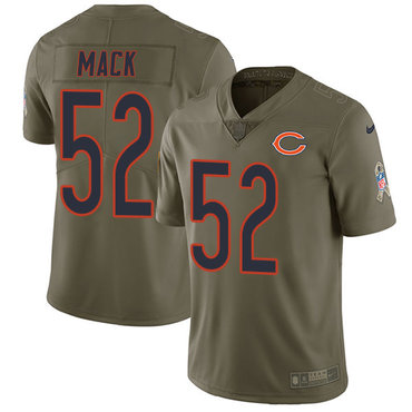 Nike Chicago Bears #52 Khalil Mack Olive Men's Stitched NFL Limited 2017 Salute To Service Jersey