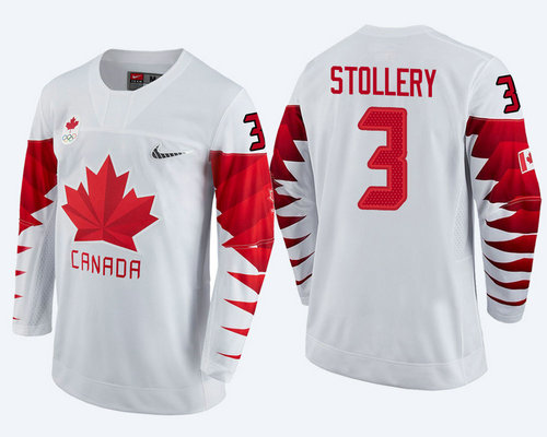 Men Canada Team #3 Karl Stollery White 2018 Winter Olympics Jersey