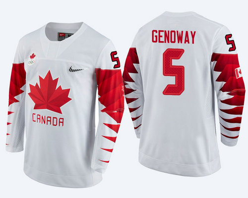 Men Canada Team #5 Chay Genoway White 2018 Winter Olympics Jersey